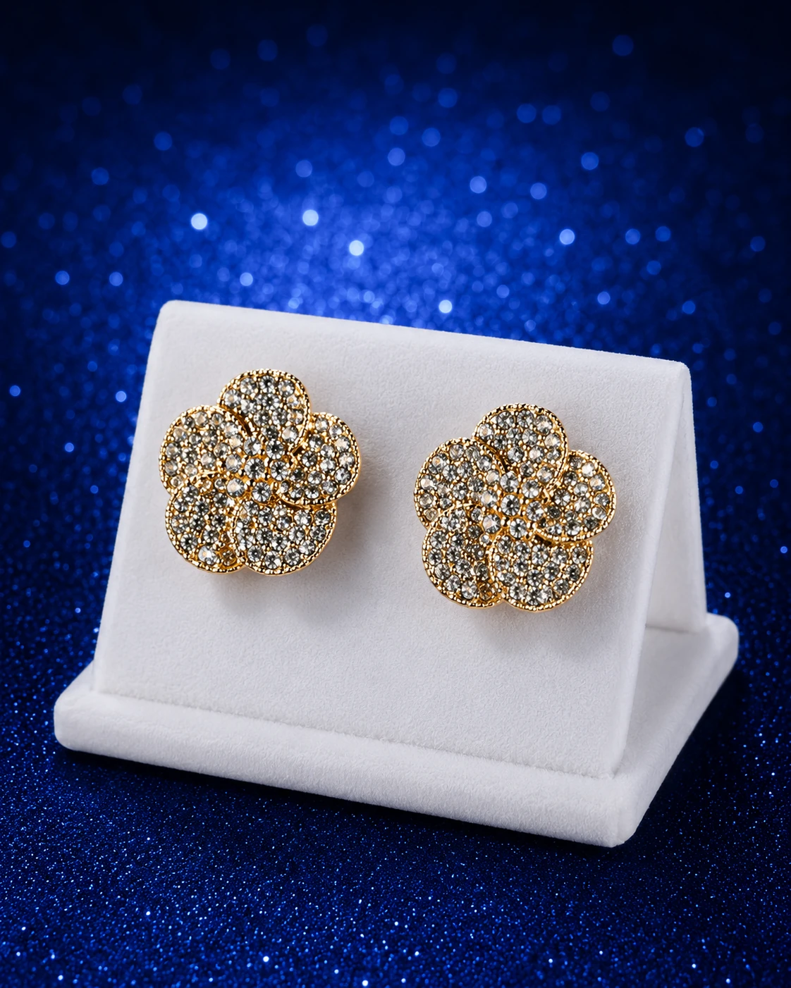 Golden Floral Stud Earrings