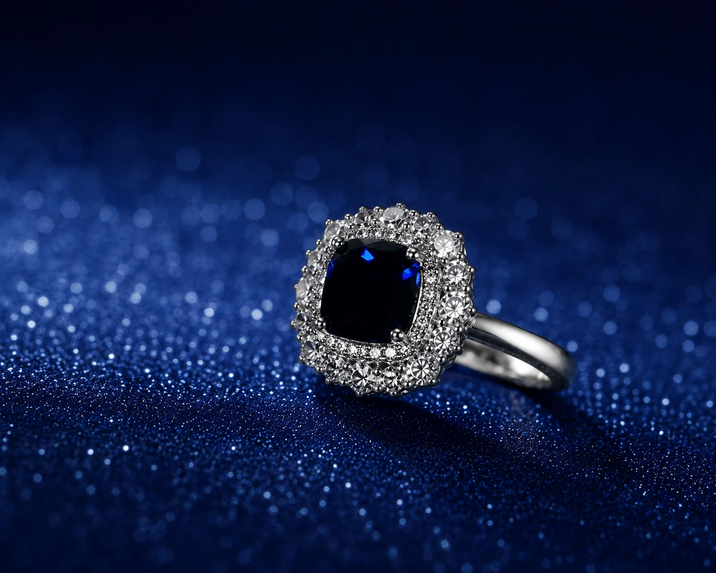 Royal Blue Halo Ring