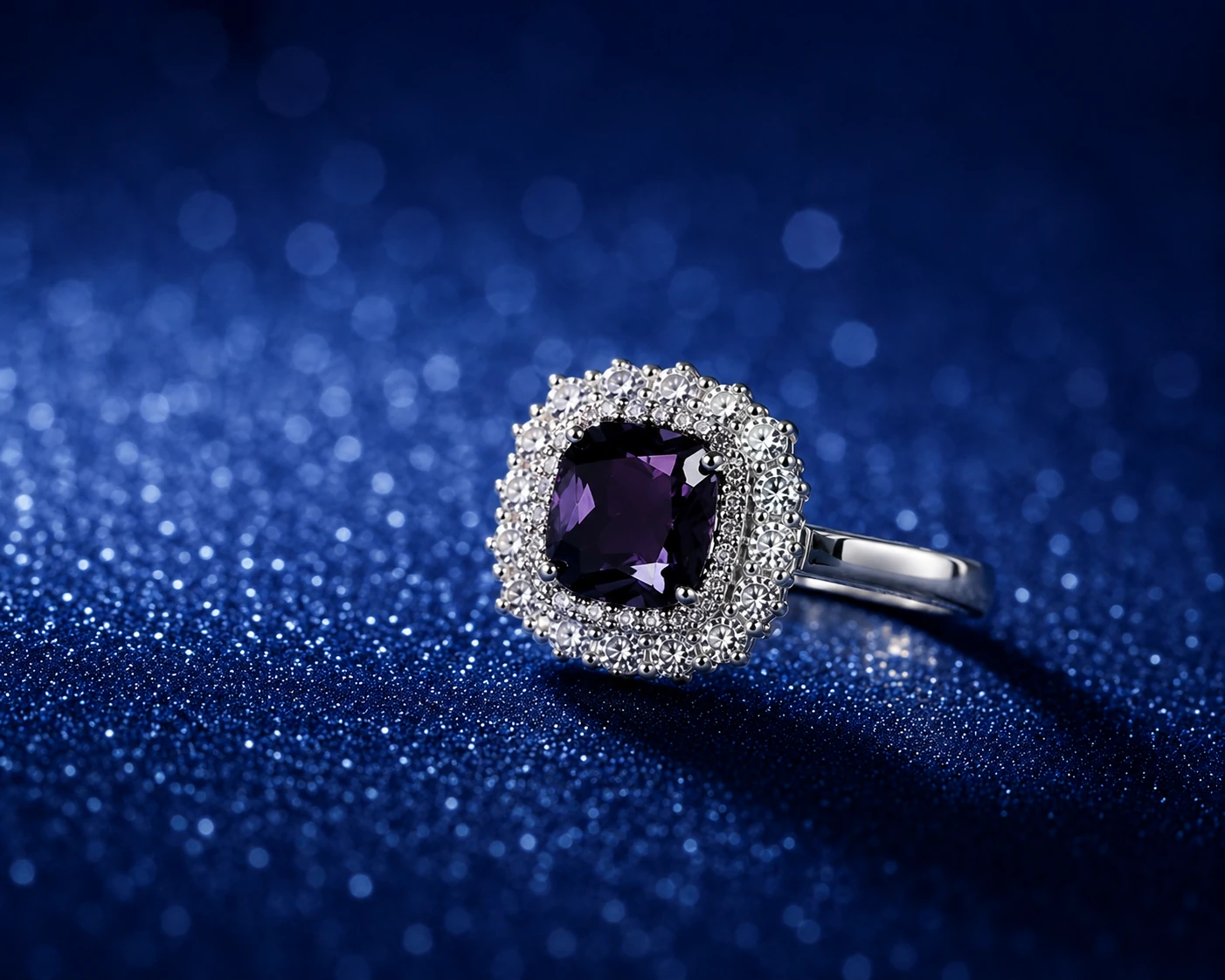 Violet Halo Silver Ring